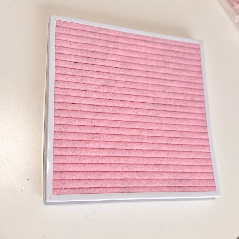 8” White Square Framed Pink Felt Letter Board Sign